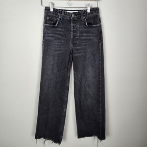 EUC Reformation Black Pacific Wash High Rise Wide Leg Fawcett Jeans Size 25